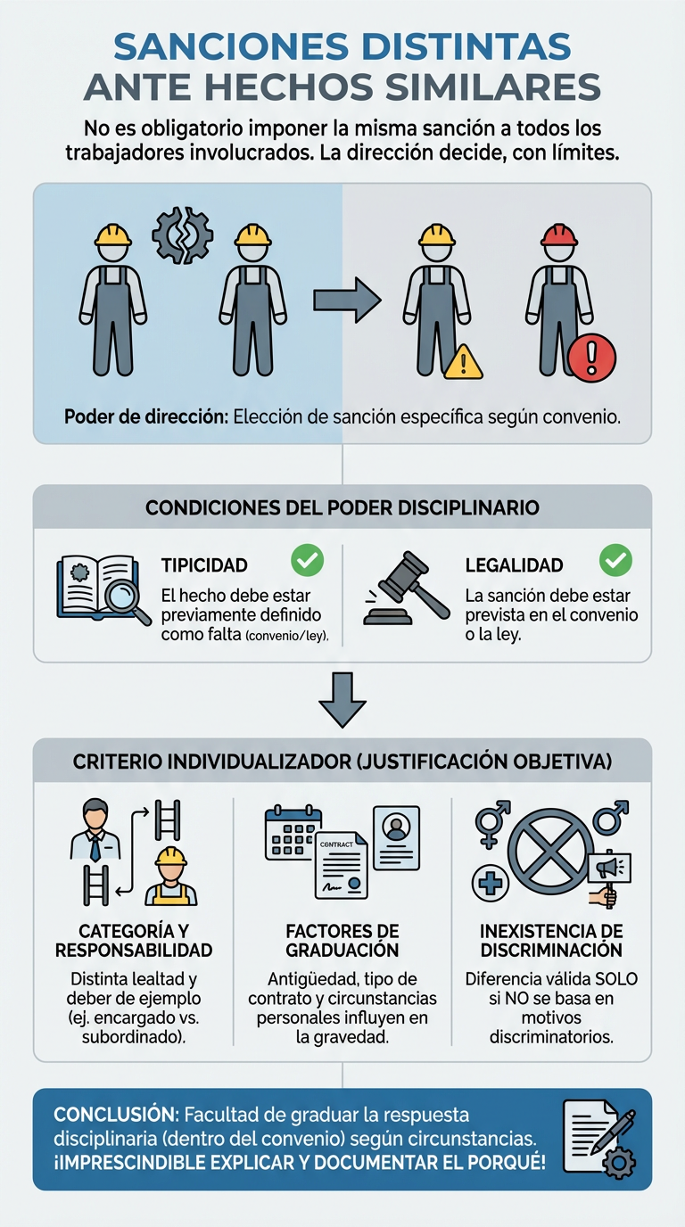 Sanciones distintas ante hechos similares