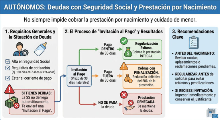 Deudas y prestación por nacimiento para autónomos